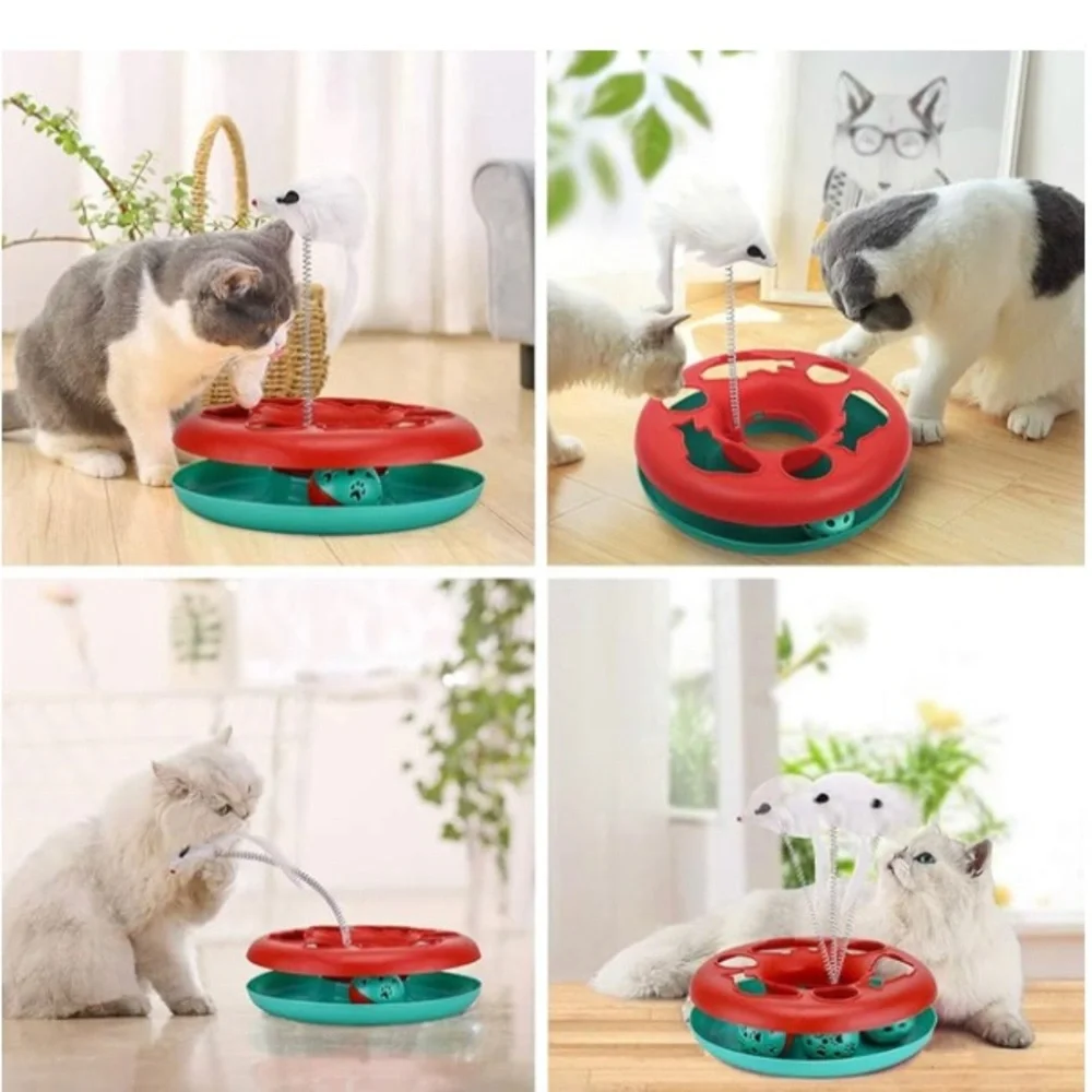 🐈🐈‍⬛🐱🐱Interactive Gray or Red Cat Toy with White Mice